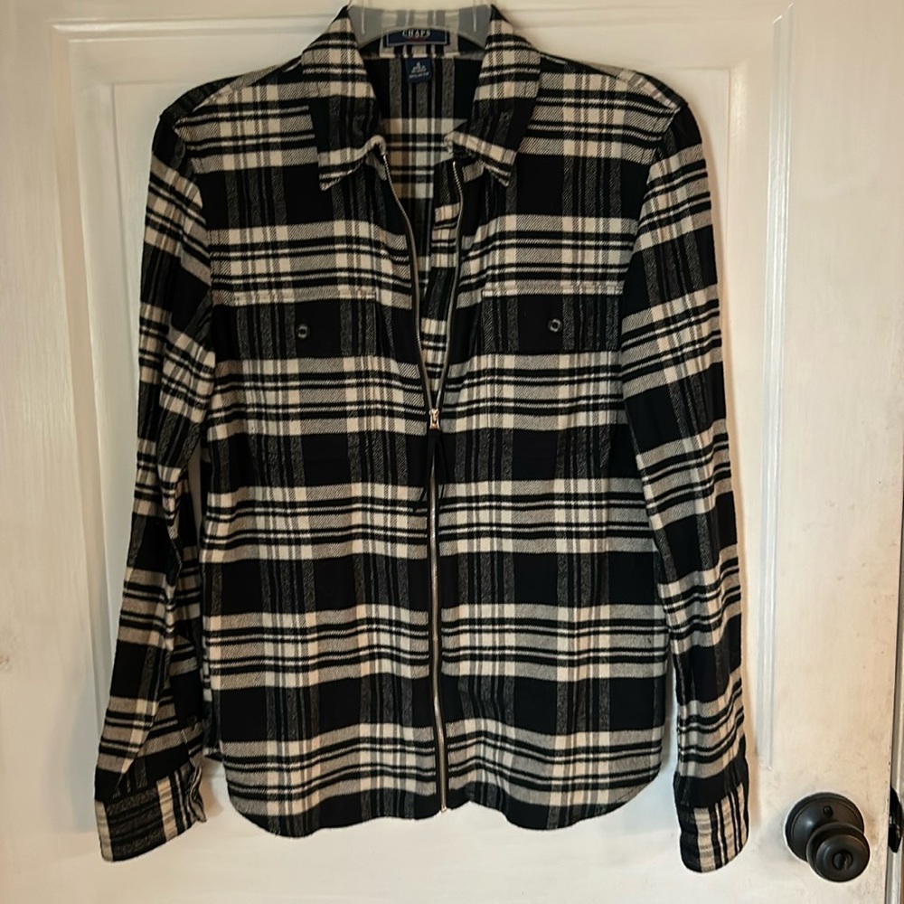 Chaps black & white flannel size small.